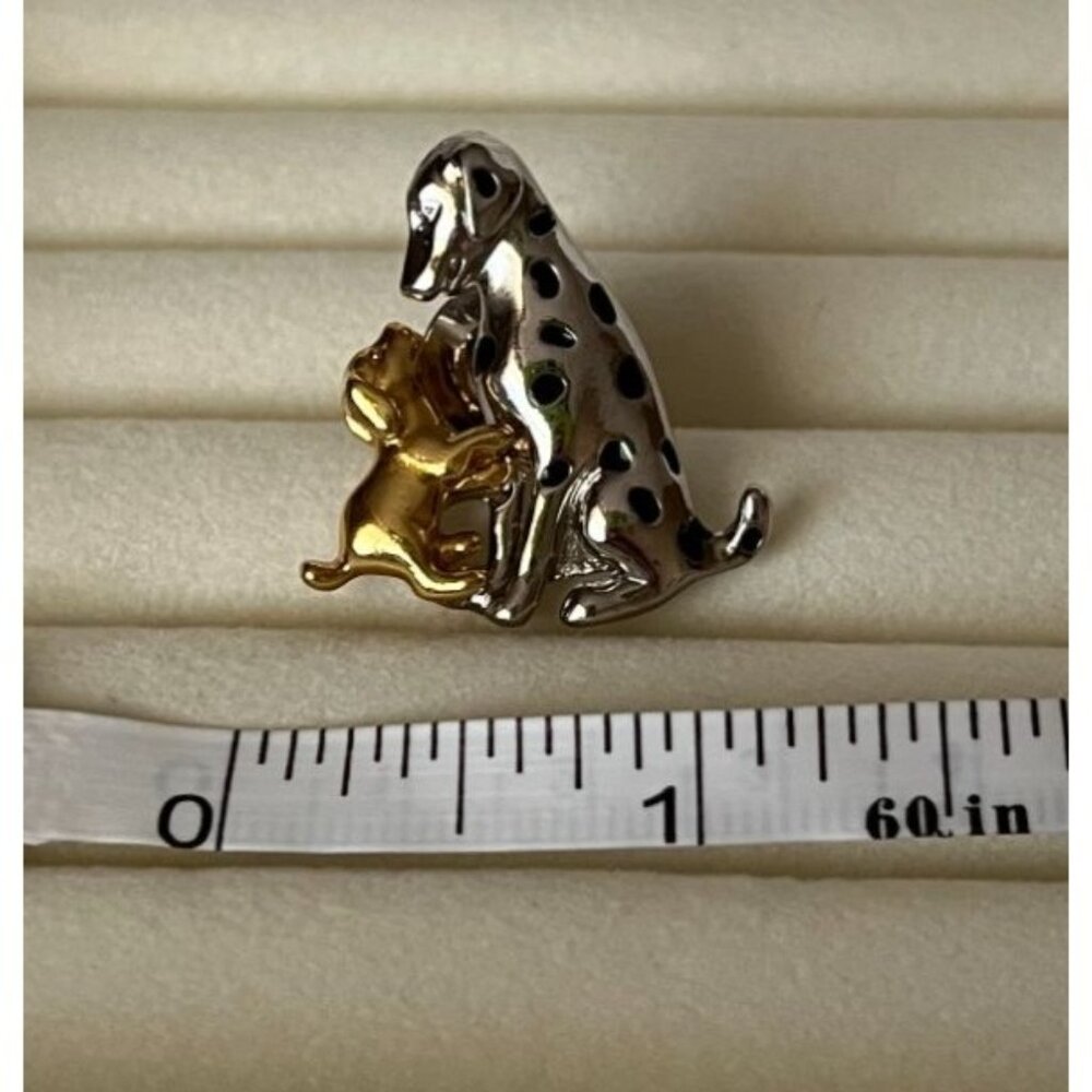 Vintage Avon Dog Brooch Two-Tone Pin Sitting Puppy Gold Accent - Picture 8 of 9